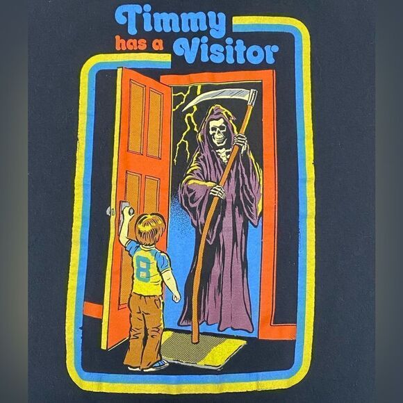 Steven Rhodes Black Grim Reaper Timmy Has A Visitor Graphic Shirt Sz S - Picture 5 of 9
